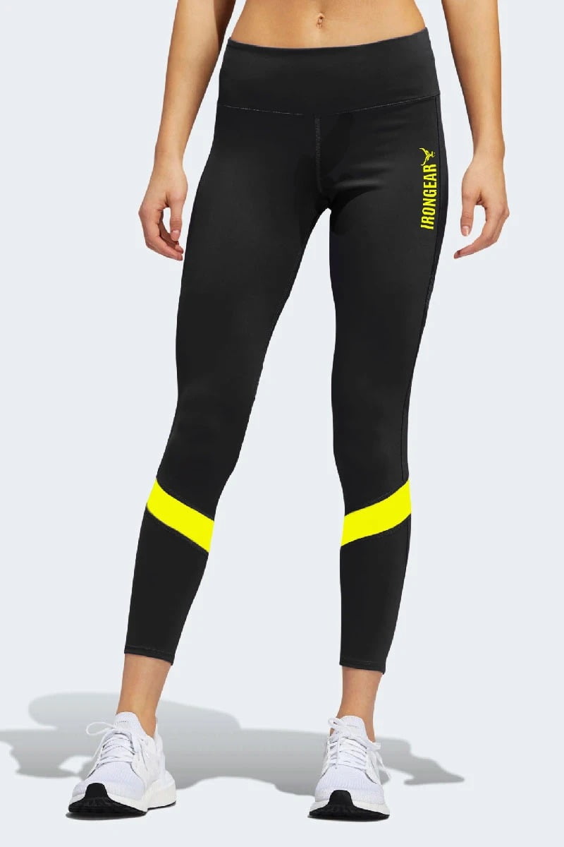 MIGHTY LEGGING BLACK AND YELLOW - Black Active Fitness