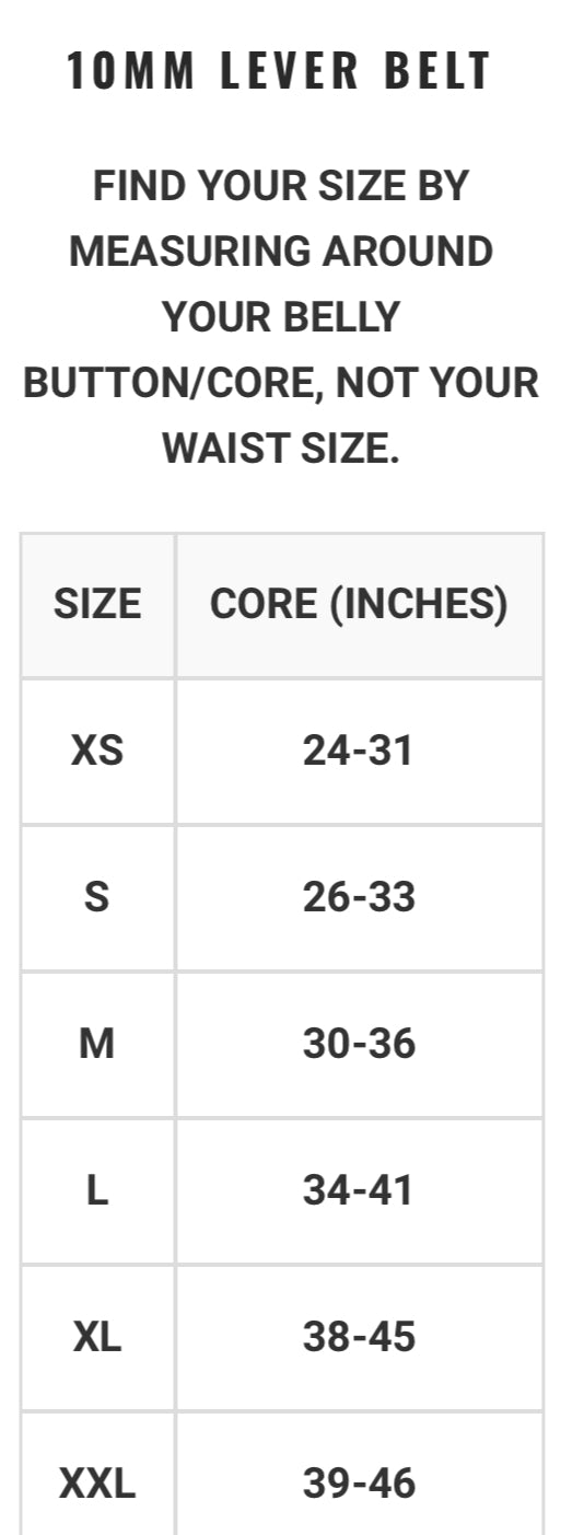 BLACK ACTIVE 10MM POWER LEVER BELT